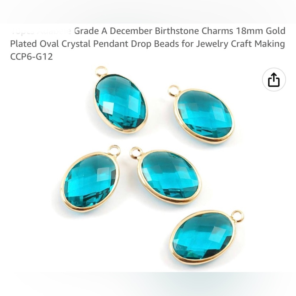 December Birthstone on 18k Gold Threaded Dangling Earrings - Picture 4 of 12